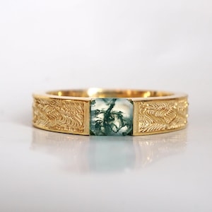 Green Moss Agate Ring, 925 Solid Sterling Silver Handmade Ring For Men's, Promise Ring For Men, Gift For Him
