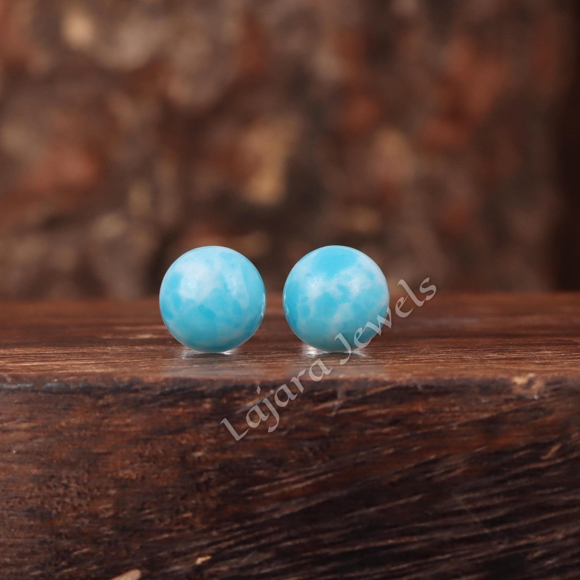 Natural Larimar Stud Earring, 925 Sterling Silver Ring, Handmade Women Stud Earring, Gemstone Earring, Tiny Stud Earrings, Gift For Her