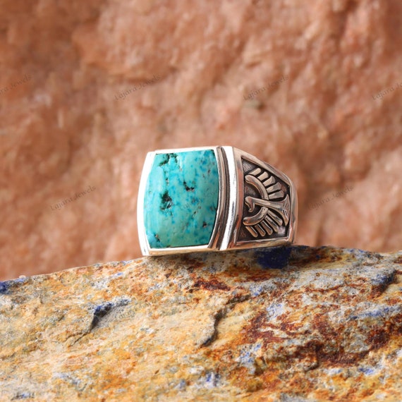 Bague Homme Argent 925 - Sigillo Solitaire Avec Agate Arc-en-ciel - Neuf Sans Emballage