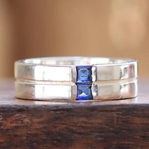 Handgemachte Blau Saphir Sterling Silber Ring - Versprechen Ring