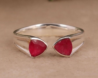 Ruby Jade 925 Sterling Silver Ring - Adjustable Promise Ring
