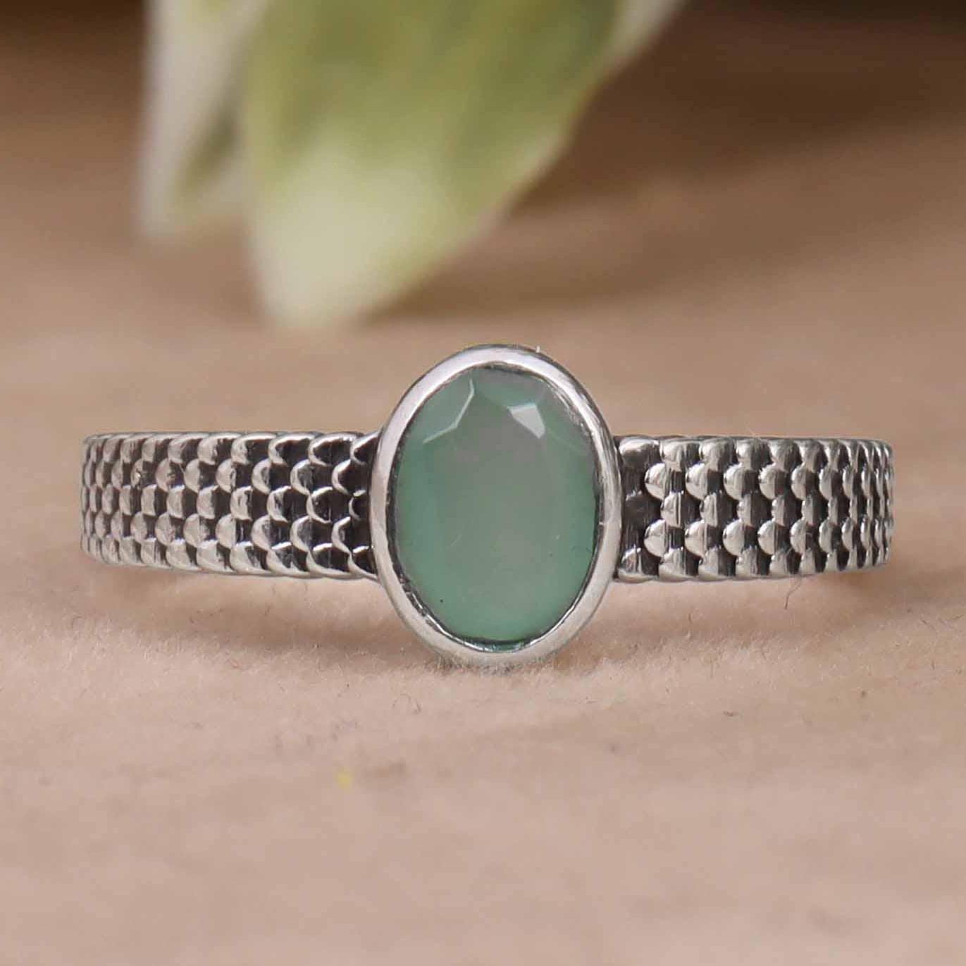 Chalcedony Ring, 925 Sterling Silver Ring, Women Ring, Band Ring, Handmade Ring, Gift For Her