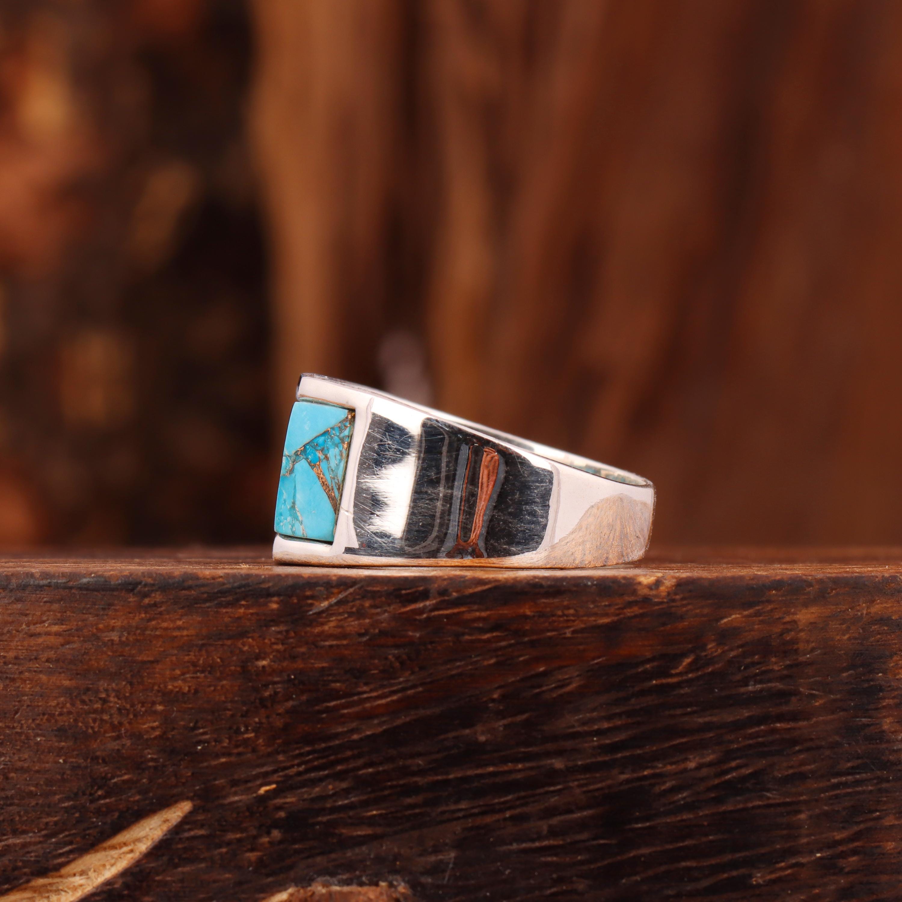 Turquoise Signet Ring: Handmade 925 Sterling Silver Men's Ring - Etsy