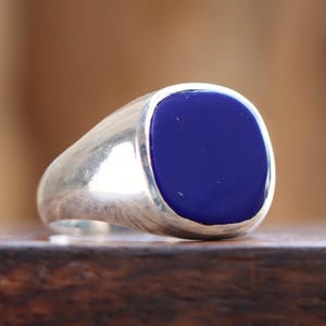 Lapis Lazuli Sterling Silver Men&#39;s Signet Ring