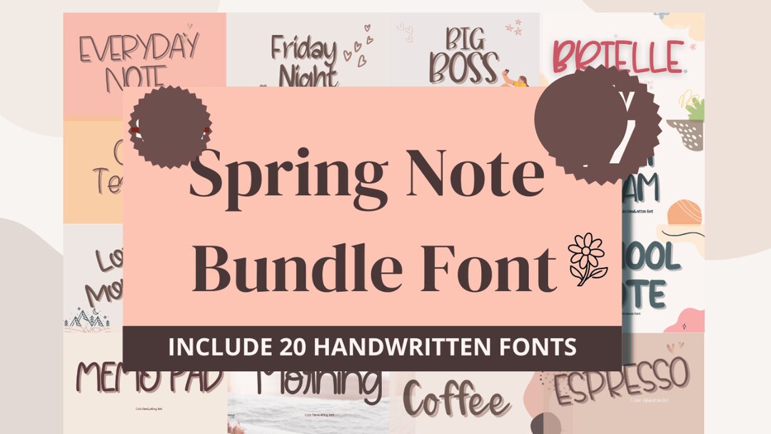 Spring Note Font Bundle Instant Digital Download procreate Prints ...
