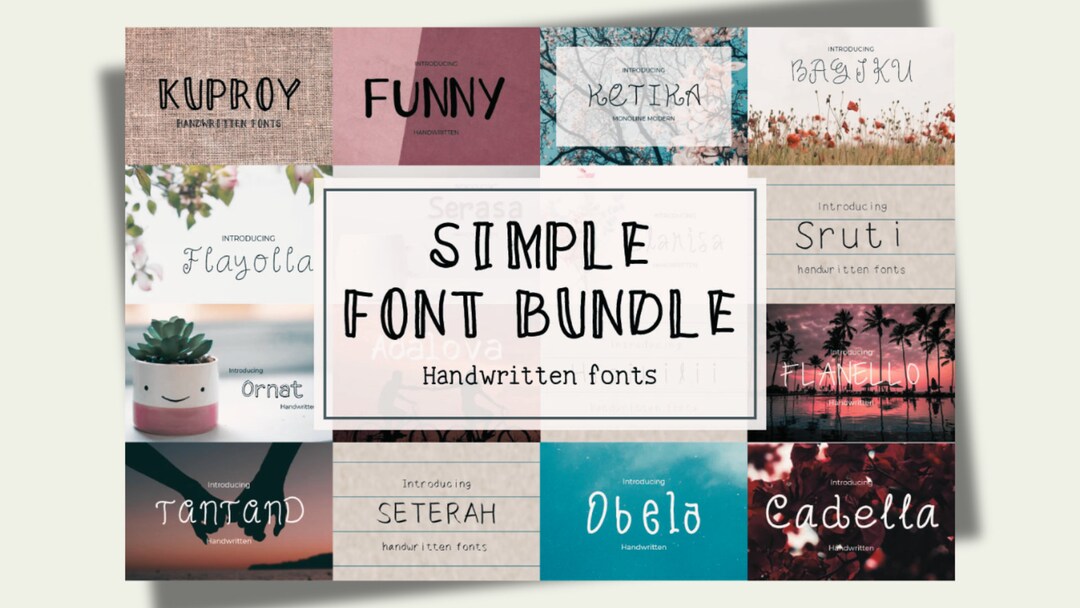 Simple Font Bundle Canvas SVG Instant Digital Download procreate Prints ...