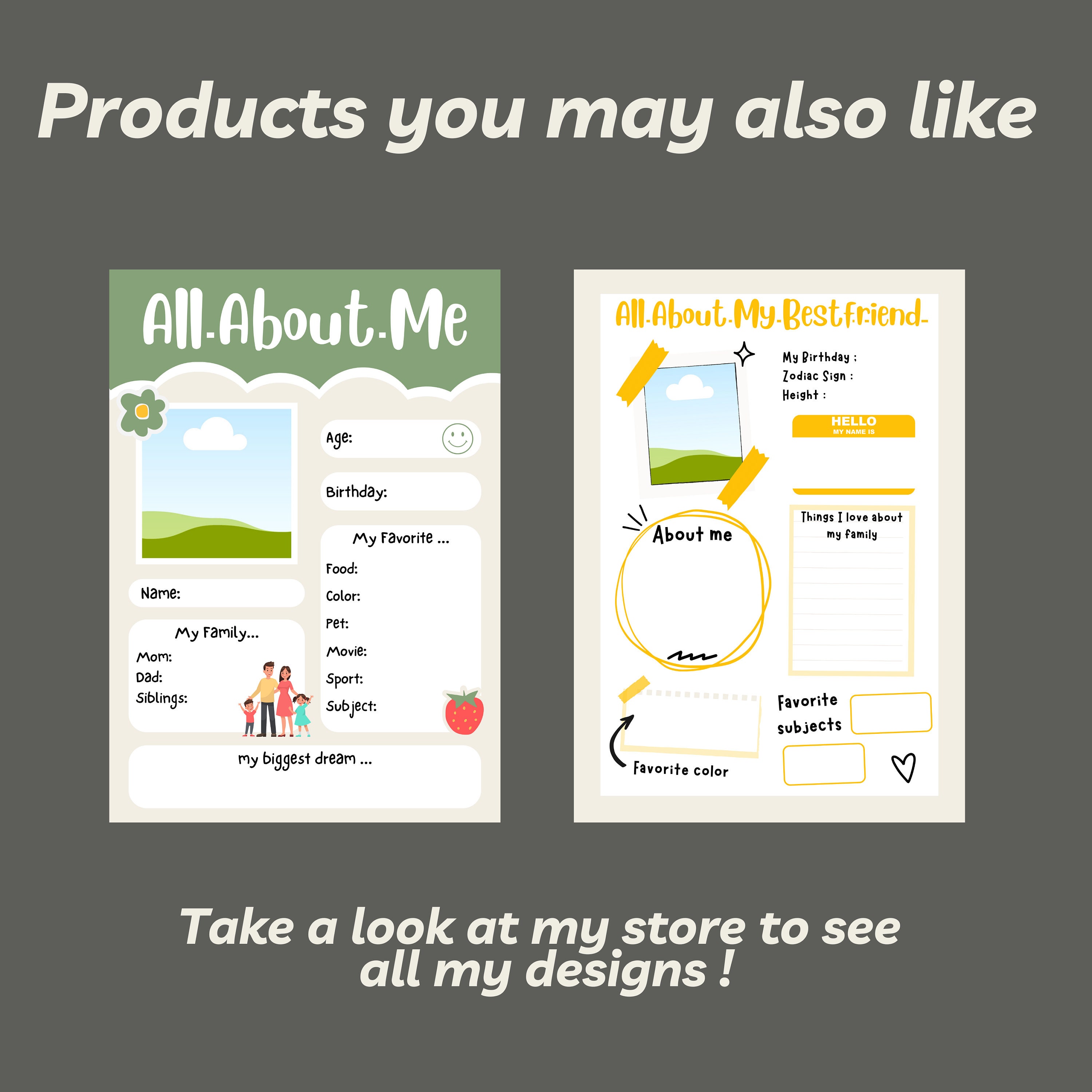 All About My Friend Printable Template - Etsy