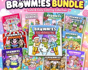 Coloring Book Bundle, 10  Browmies Printable PDF Books for Kids & Adults, Instant Digital Download