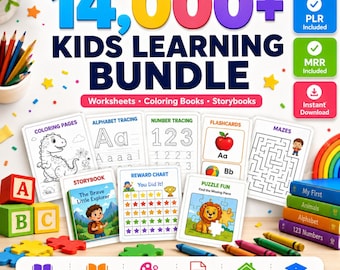 14000+ Kids Learning Bundle: Worksheets, Coloring Books, Storybooks (PDF)