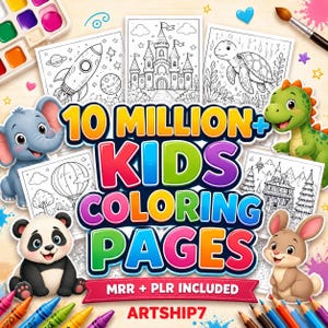 Kids Coloring Pages Bundle | 10 Million+ Printable Pages, Worksheets (PLR MRR)