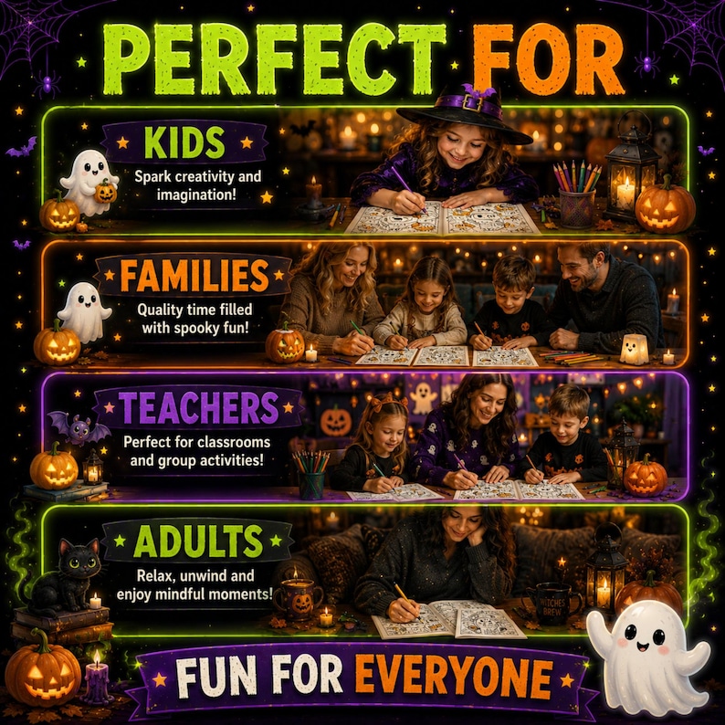 Spooky Coloring Book Bundle for Kids and Adults, 850+ Printable Pages PDF, Cozy Cute Witchy Halloween & Hygge Coloring Books image 7