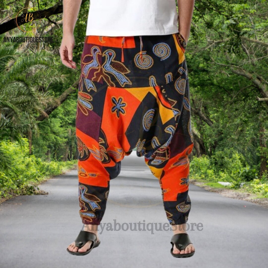 Y2k Boho Cargo Pants Bohemian Elastic Waist Baggy Hippie Yoga Harem