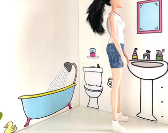 Dockhus Badrumsklistermärken Skala 1:6 - DIY Dekor
