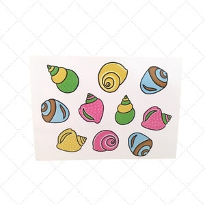 Cartolina da spiaggia, Conchiglie da spiaggia, Cartolina d'arte, Cartolina per bambini