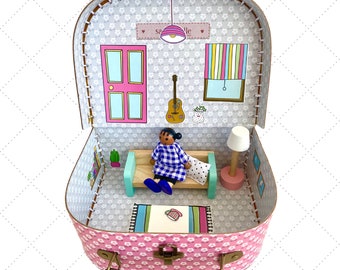 Suitcase Dollhouse Stickers, Stickers for Decorating Suitcase Dollhouse, DIY Suitcase Dollhouse Stickers