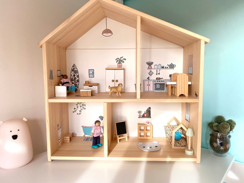 Boho Puppenhaus-Aufkleber, Puppenhaus-Aufkleber für Ikea Flisat Puppenhaus, Ikea Hack, Puppenhaus-Aufkleber für Puppenhaus-Makeover Bild 5
