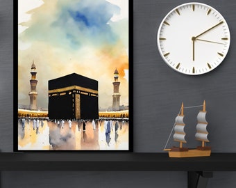 Mecca Art | Kaaba architecture | Al haram mosque | Kaaba Masjed | Saudi Arabia | Muslim printable |Islamic Watercolour poster | Muslim gifts
