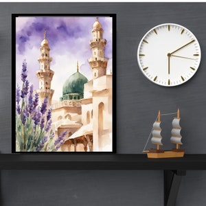Masjid Nabawi Art | Al Masjid Al Nabawi Mosque | Prophets Mosque Watercolour| Madina Art | Islamic Art | Boho Pastel | Muslim Printable gift