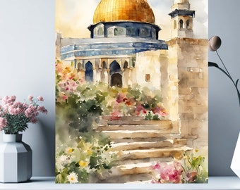 Mosque Print Al-aqsa Masjed Minaret Palestine old architecture  Jerusalem Old city Boho Islamic Pastel Decor Muslim Printable