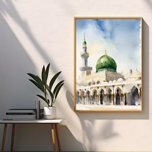 Masjid Nabawi Art | Al Masjid Al Nabawi Mosque | Prophets Mosque Watercolour| Madinah Art | Islamic Art | Makkah | Muslim Printable
