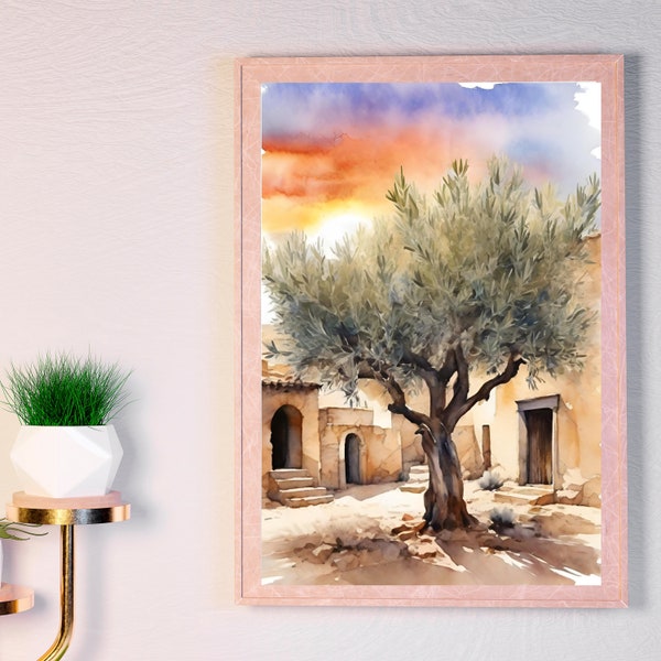 Old architecture Wall art | Olive Tree Art |Desert life printable | Traditional Life | Rustic Boho | Islamic Decor | Muslim Printable gifts