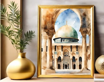 Al-Aqsa Mosque Print: Jerusalem Old City, Islamic Pastel Decor (Digital Download)