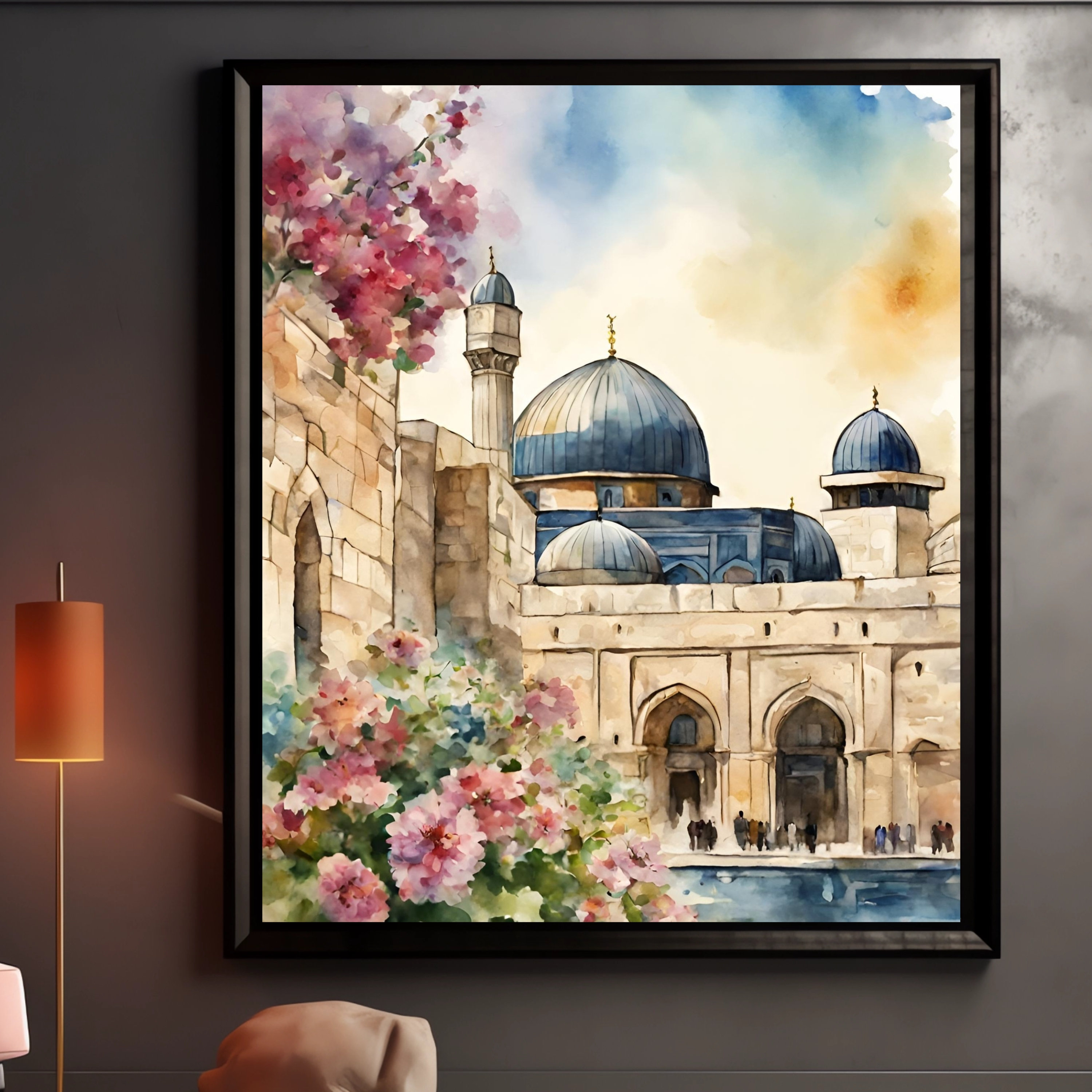 Mosque Print Al-aqsa Masjed Minaret Palestine old architecture Jerusalem Old city Boho Islamic Pastel Decor Muslim Printable Palestine Art