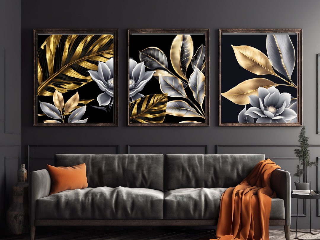 Gold Black Modern Wall Art Decor.trendy Gold Artwork.gold Wall Art