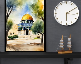 Al-Aqsa Mosque Print, Jerusalem Old City Architecture (Digital Download)