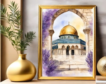 Al-Aqsa Mosque Print: Jerusalem Old City, Islamic Pastel Decor (Digital Download)