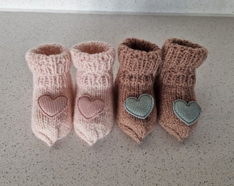 Handmade wool knit baby socks