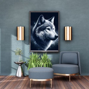 Noble Wolf Portrait,Portrait, Faceless Memorial Digital Portrait, Personalised Portrait, Cartoon Portrait.