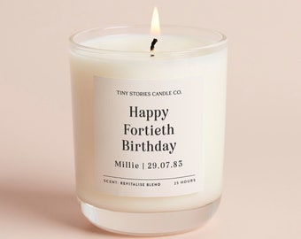 40th Birthday Gift | Personalised Candle Gift | Soy Wax Essential Oil Candle