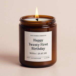 21st Birthday Gift | Personalised Candle Gift | Soy Wax Essential Oil Candle