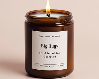 Big Hugs Thinking Of You Gift | Personalised Candle Gift | Soy Wax Essential Oil Candle