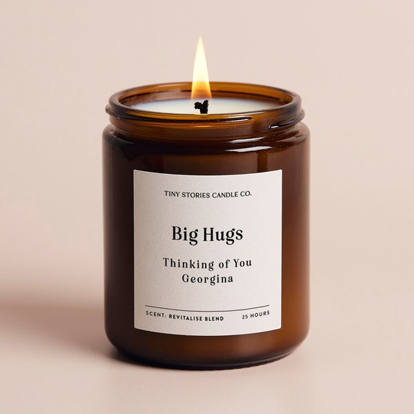 Big Hugs Thinking Of You Gift | Personalised Candle Gift | Soy Wax Essential Oil Candle