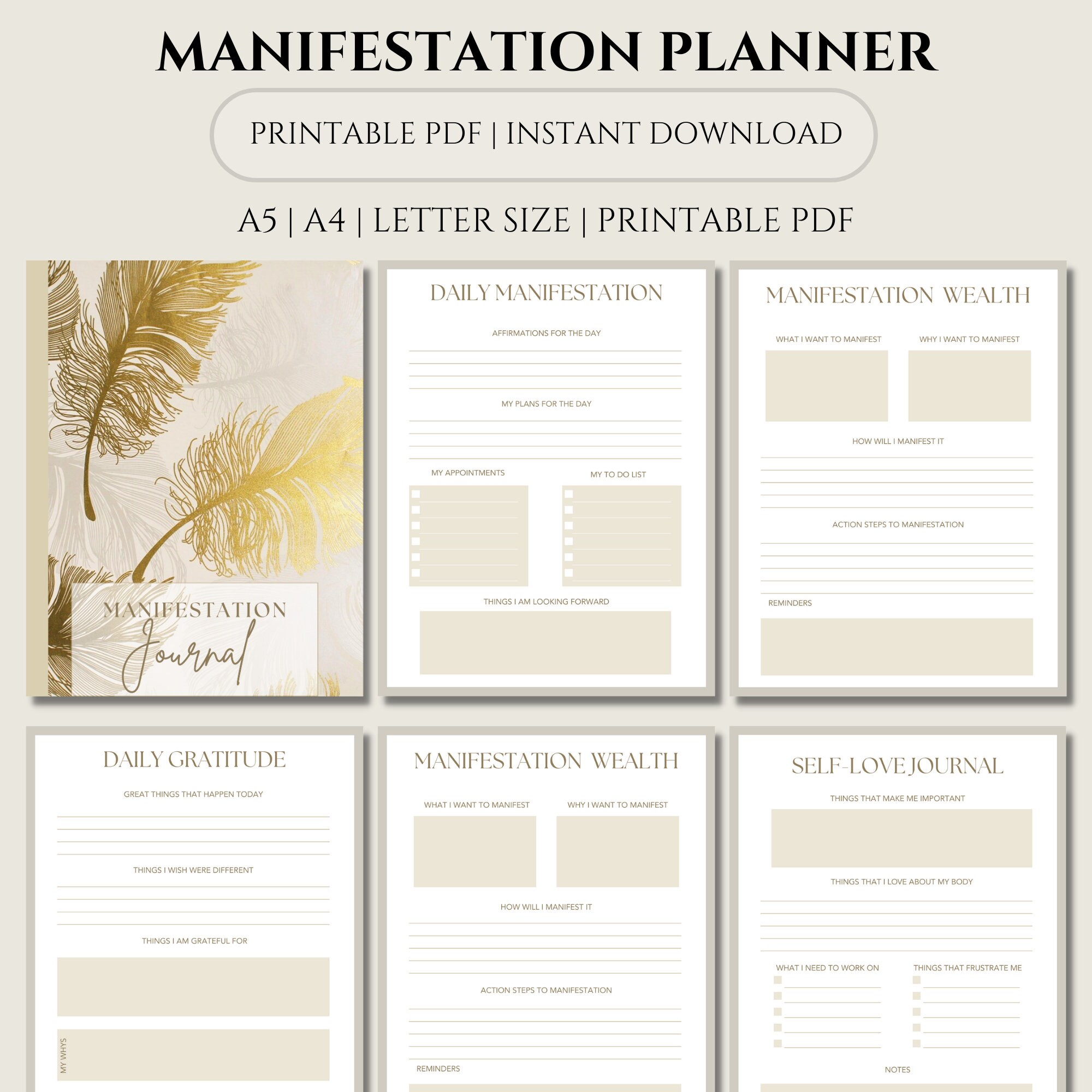 Printable Manifesting Planner, Manifestation Journal, Printable Gratitude Journal, Manifestation ...
