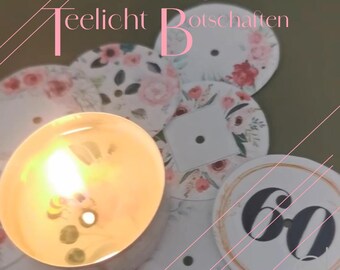 70 Floral Tealight Messages Set 4 (PDF file) Personalized Gifts to Print! Create Birthday Surprises with Love!