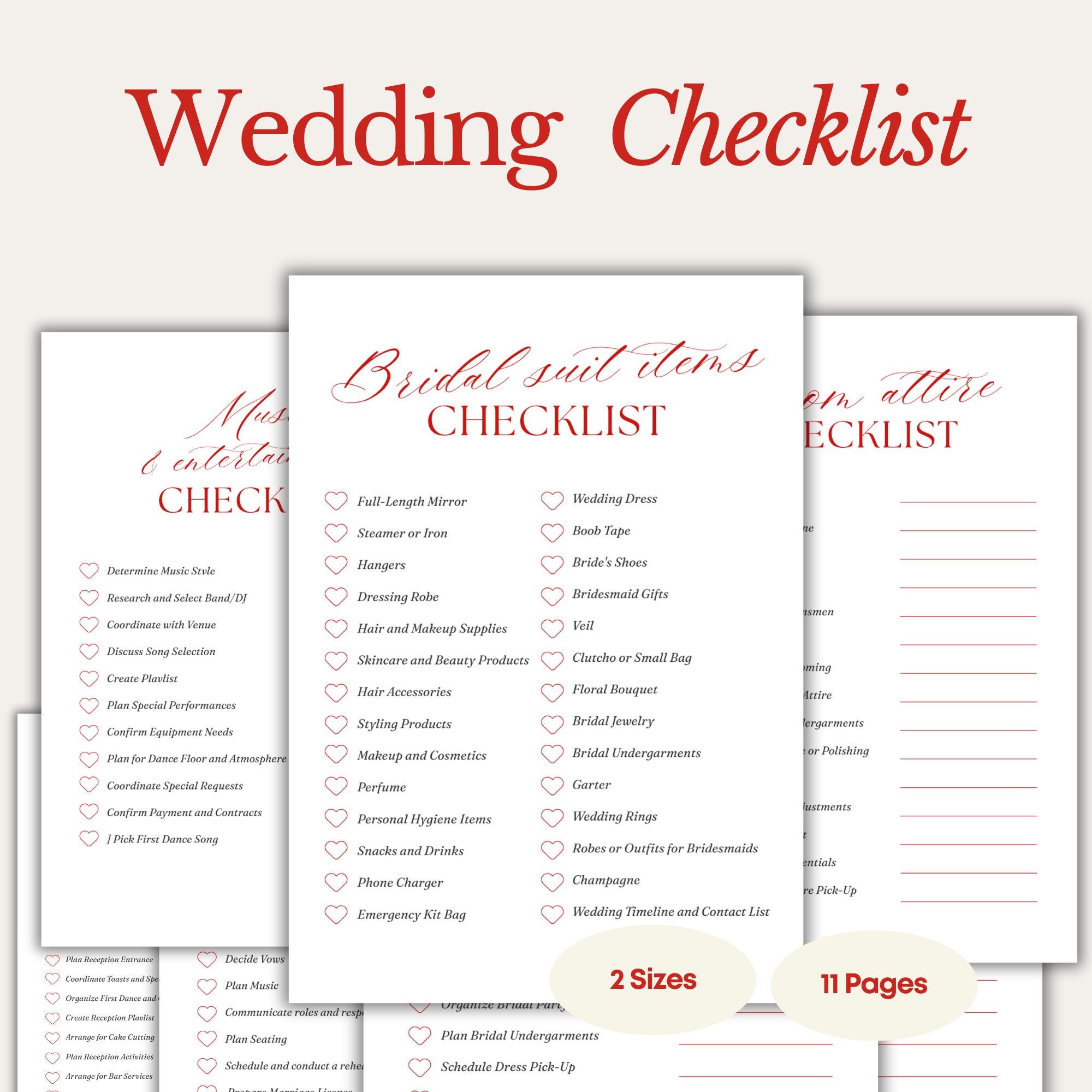 Wedding checklist, wedding planning checklist, photography shot list, wedding checklist printable