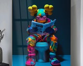 Kaws Bathroom Kaws Wall Art Kaws Figure Tempered Glass Art Framed Wall Art Extra Large Wall Art Fashion Wall Art Wall Hanging Vivid Color