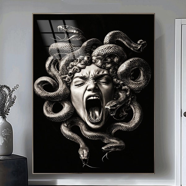 Medusa Wall Art Medusa Print Extra Large Wall Art Wall Hanging Custom Glass Print Greek Goddes Art Tempered Wall Art Interior Design