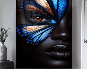 Black Girl Artwork : Tempered Glass Art, Bedroom Wall Art, Large Wall Art, interior Design
