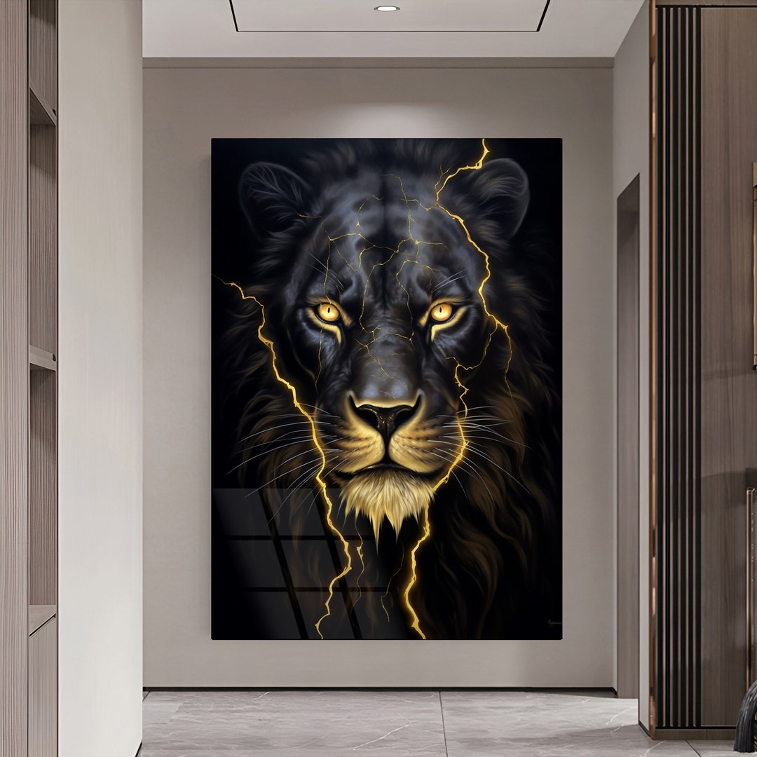 Glass Print Art of an Angry Lion Lion Glass Art Lion Etsy