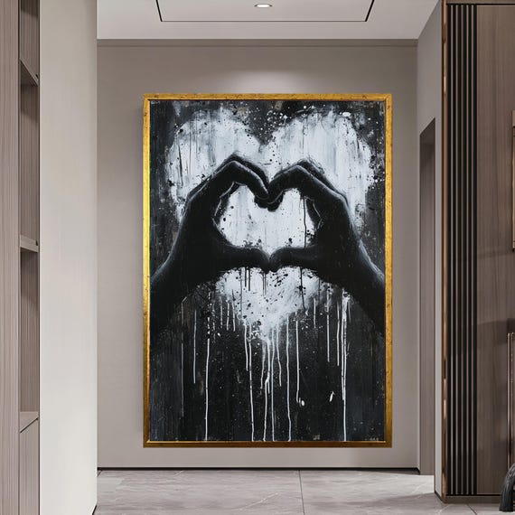Love art gift for lover Famous Mural Quote, Heart Graffiti Art Canvas Art romantic gift unique artwork emotional art piece Valentine’s Day