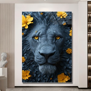 Lion Wall Decor Lion Glass Print Tempered Glass Wall Art wild animal Decor Nursery Wall decor Gift For Dad Home Gifts Ready to Hang wall art