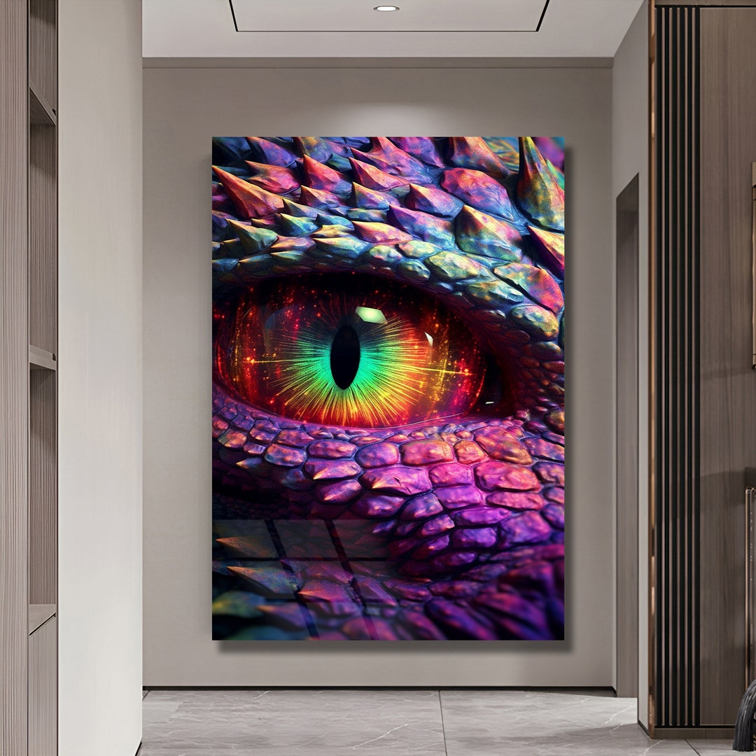 Dragon Eye Wall Art Tempered Glass Art Fashion Wall Decor Cool Wall Art ...