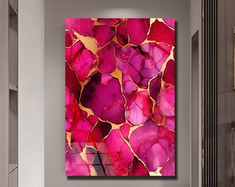 Pink Abstract Art, Marble Glass Art, Vibrant Glass Art, Luxury Wall Decor, Glass Art, Wall Hanging, Oversized Wall art, Gift for Home, Gift