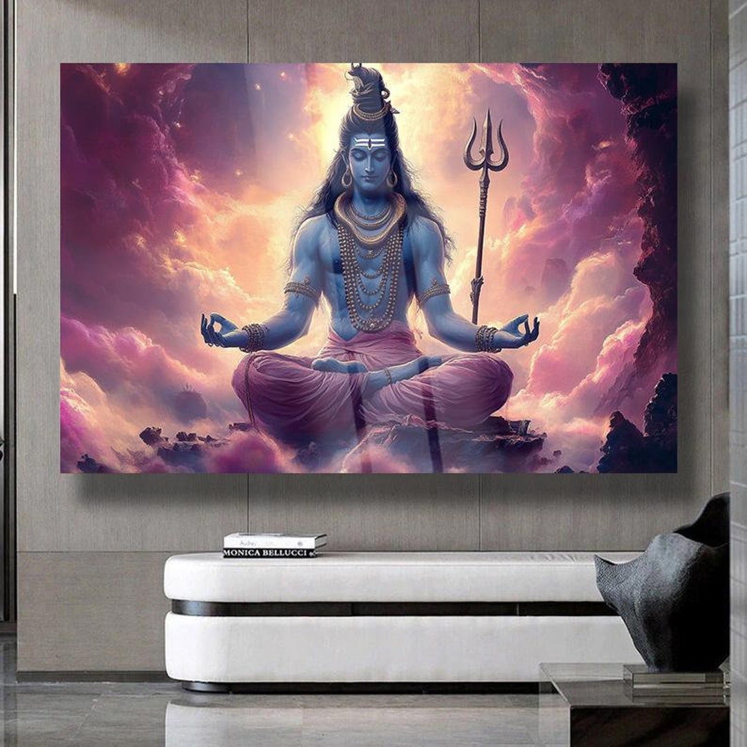 Lord Shiva Wall Art Tempered Glass Art Hindu Gift Indian Wall Art ...