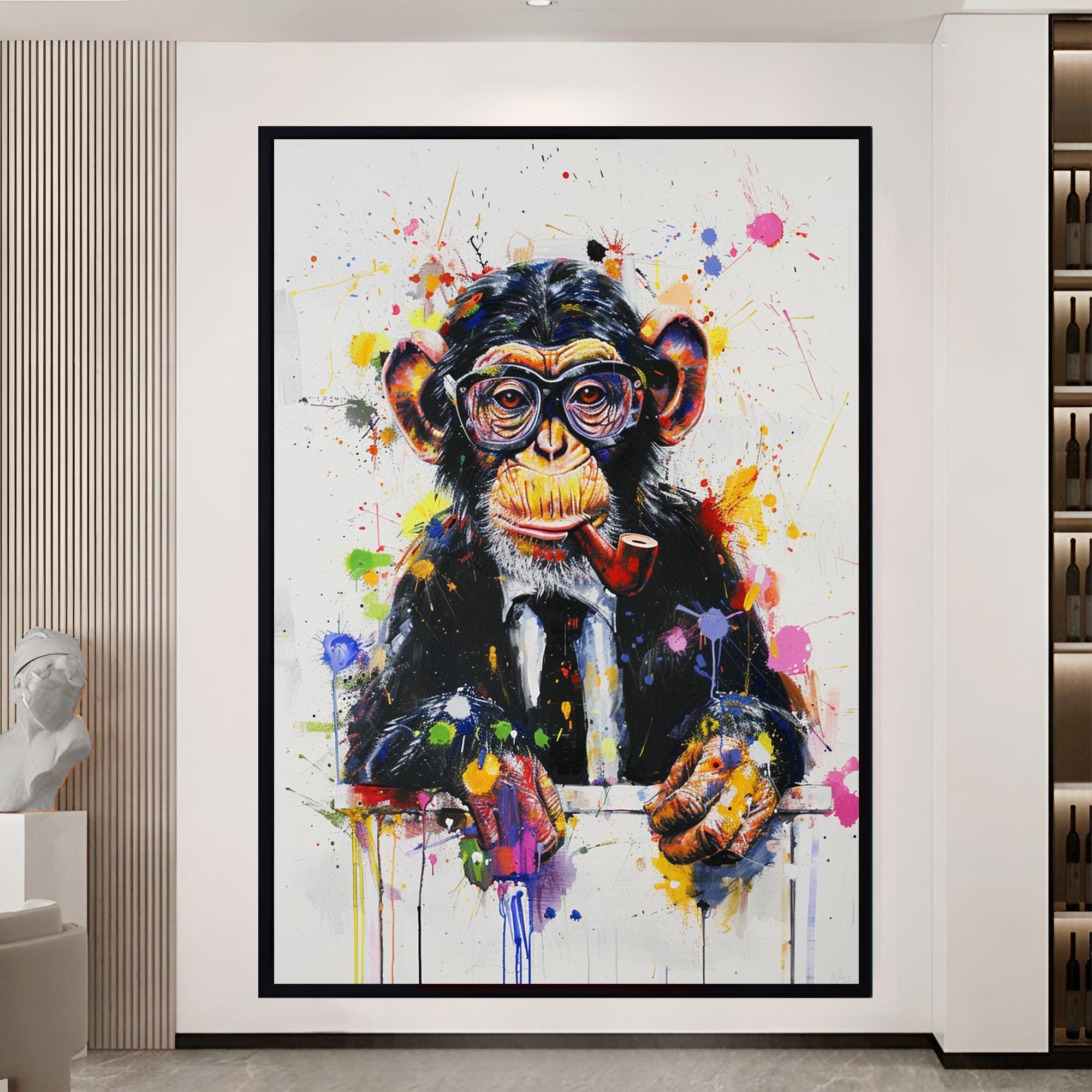 Stylish Monkey Painting Abstract Wall Art Office Decor Gift Ideas