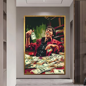 Scarface Canvas, Tony Montana Wall Art, Al Pacino Wall Art  Large Wall Art, Vintage Scarface Canvas, Black Framed Canvas Dad Gift ideas